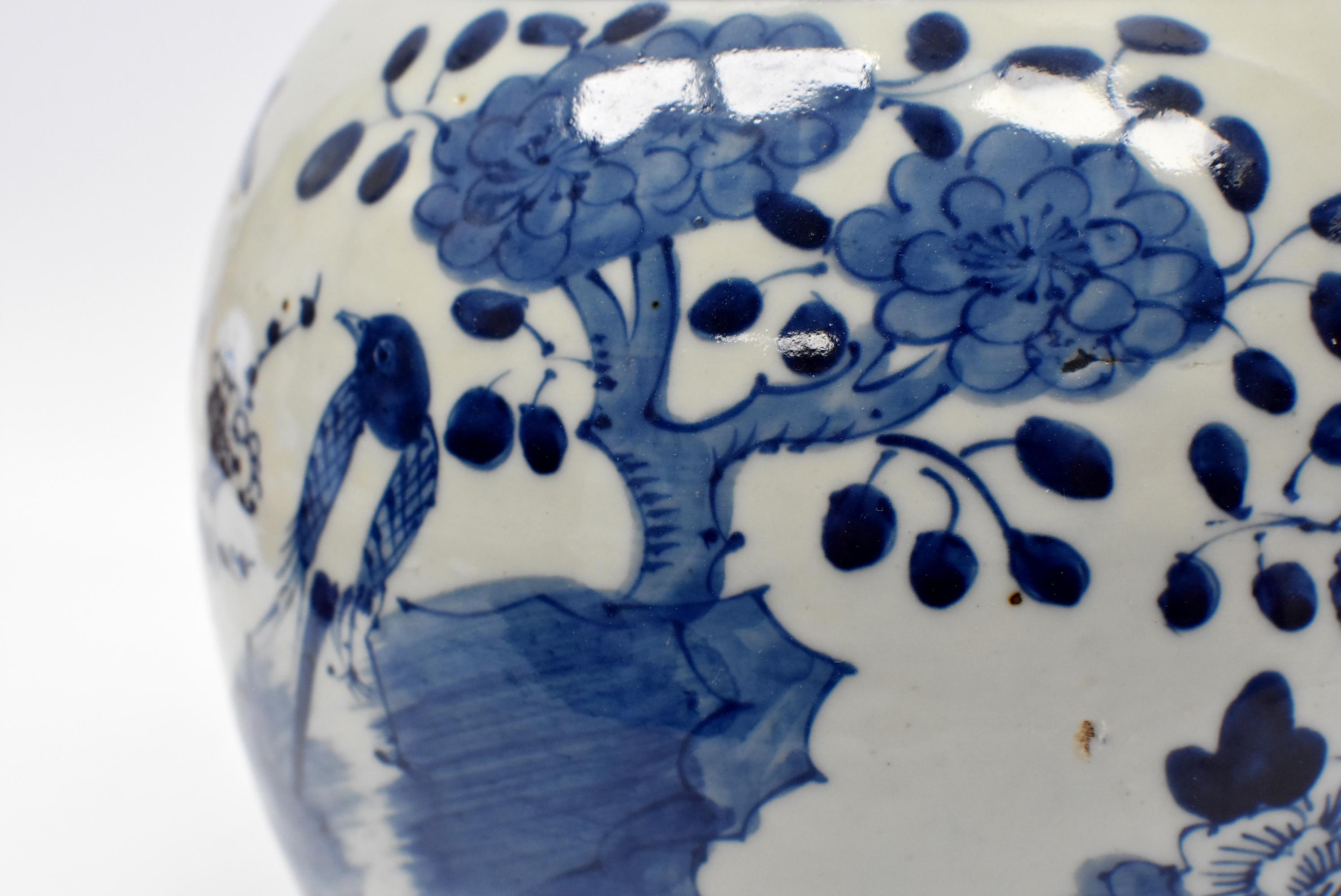 Blue and White Chinese Porcelain Jar, Magpie and Butterfly 4