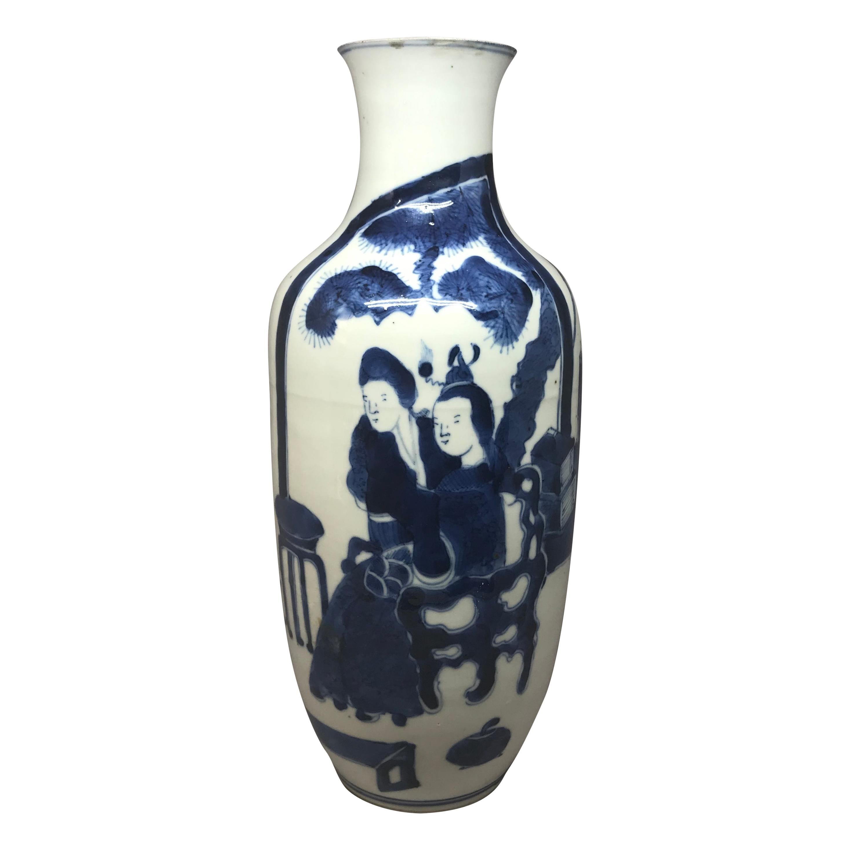 YUBIN Vases for Decor Modern Blue and White Flower Vase Porcelain Chinese Vase China Ming Style Antique Ceramic Decoration Artwork for Living Room Office Study-e W13cmxh24cm