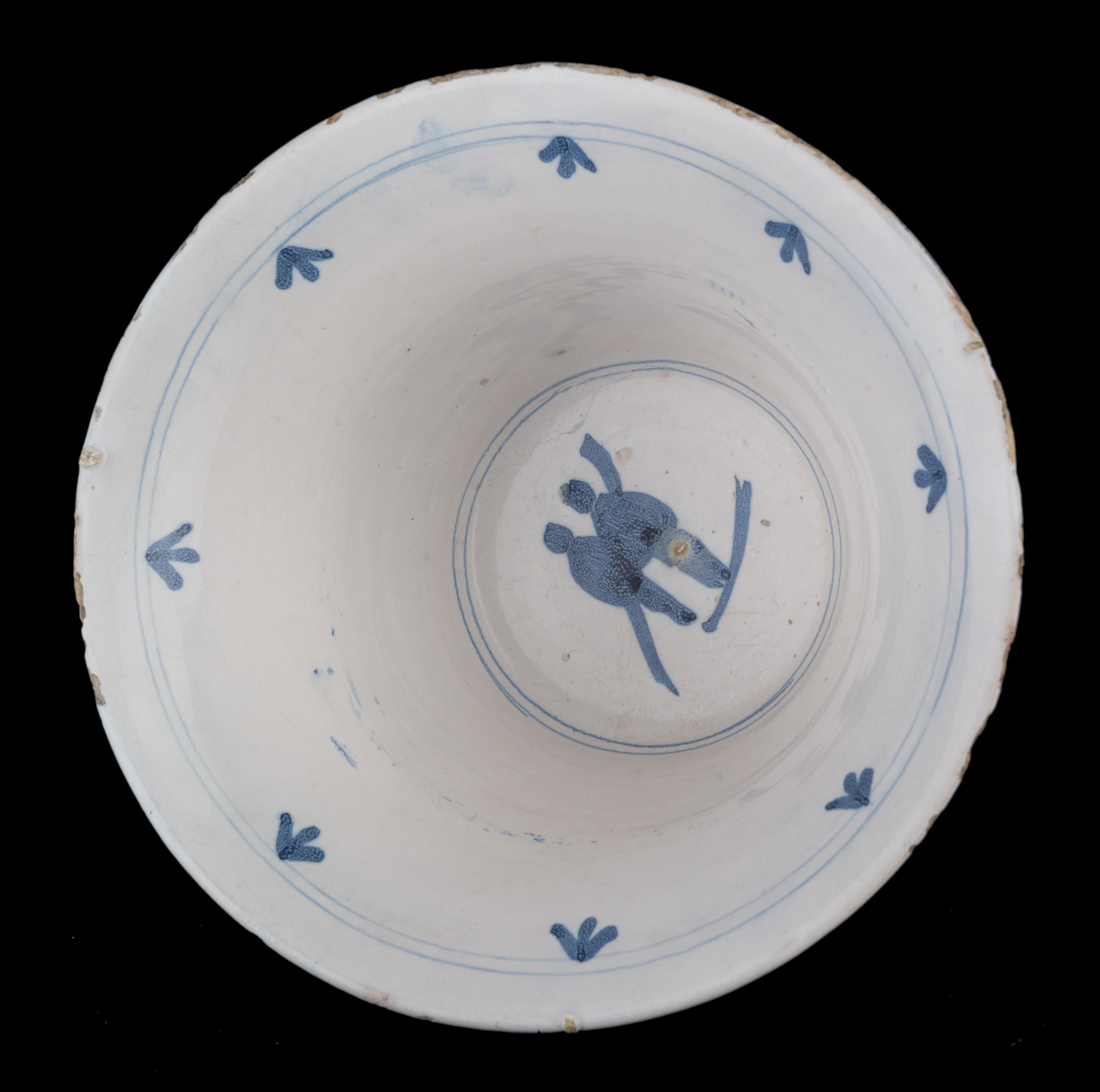 17th Century Blue and White Chinoiserie Bowl Delft, 1660-1680 For Sale