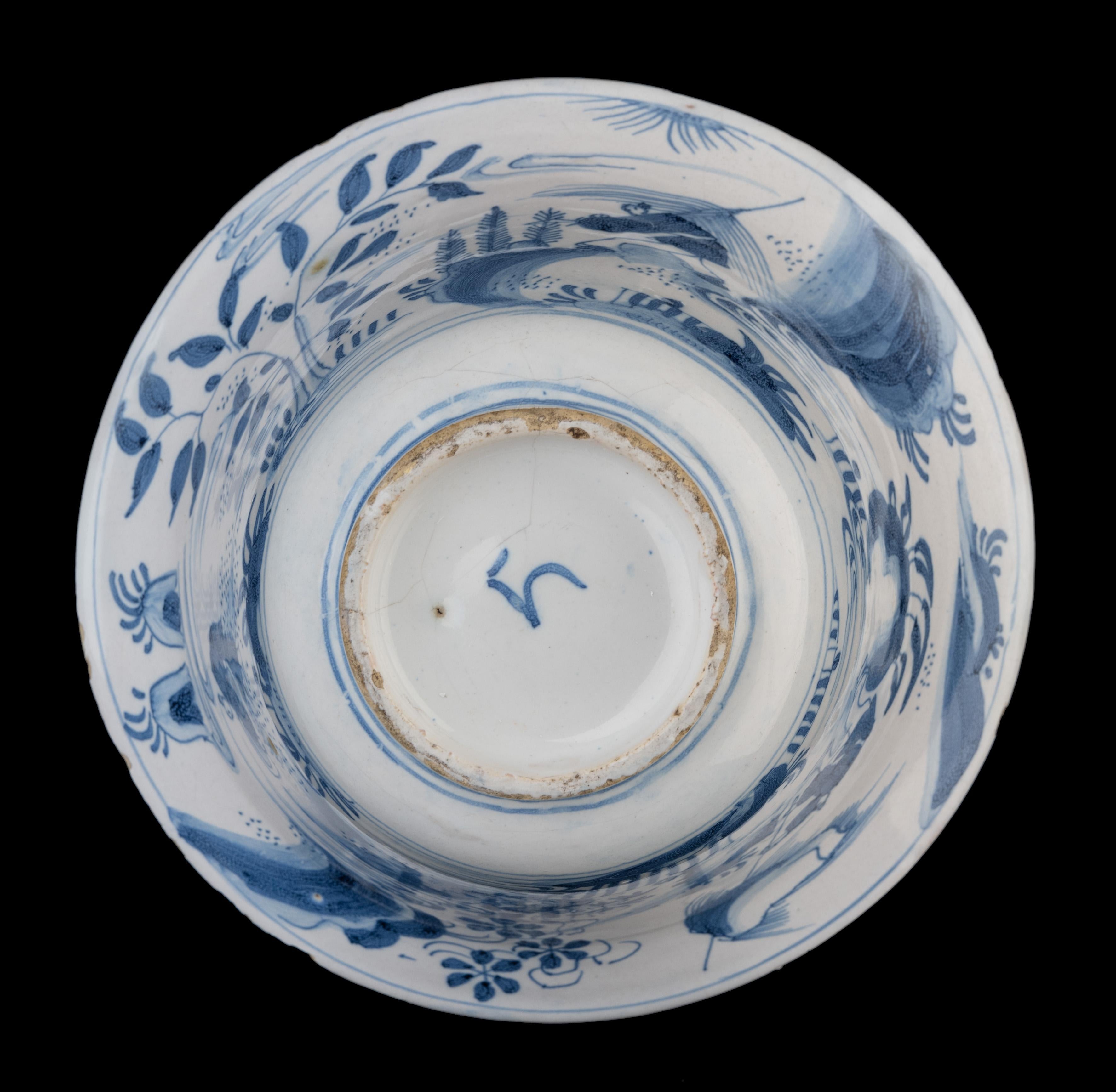 Ceramic Blue and White Chinoiserie Bowl Delft, 1660-1680 For Sale