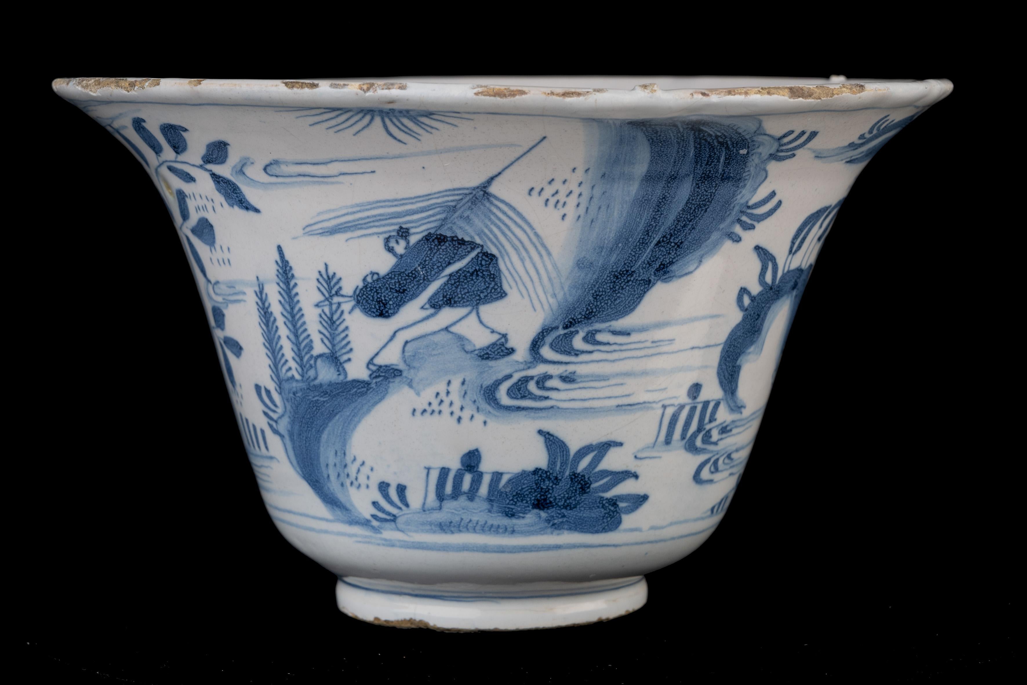 Blue and White Chinoiserie Bowl Delft, 1660-1680 For Sale 1
