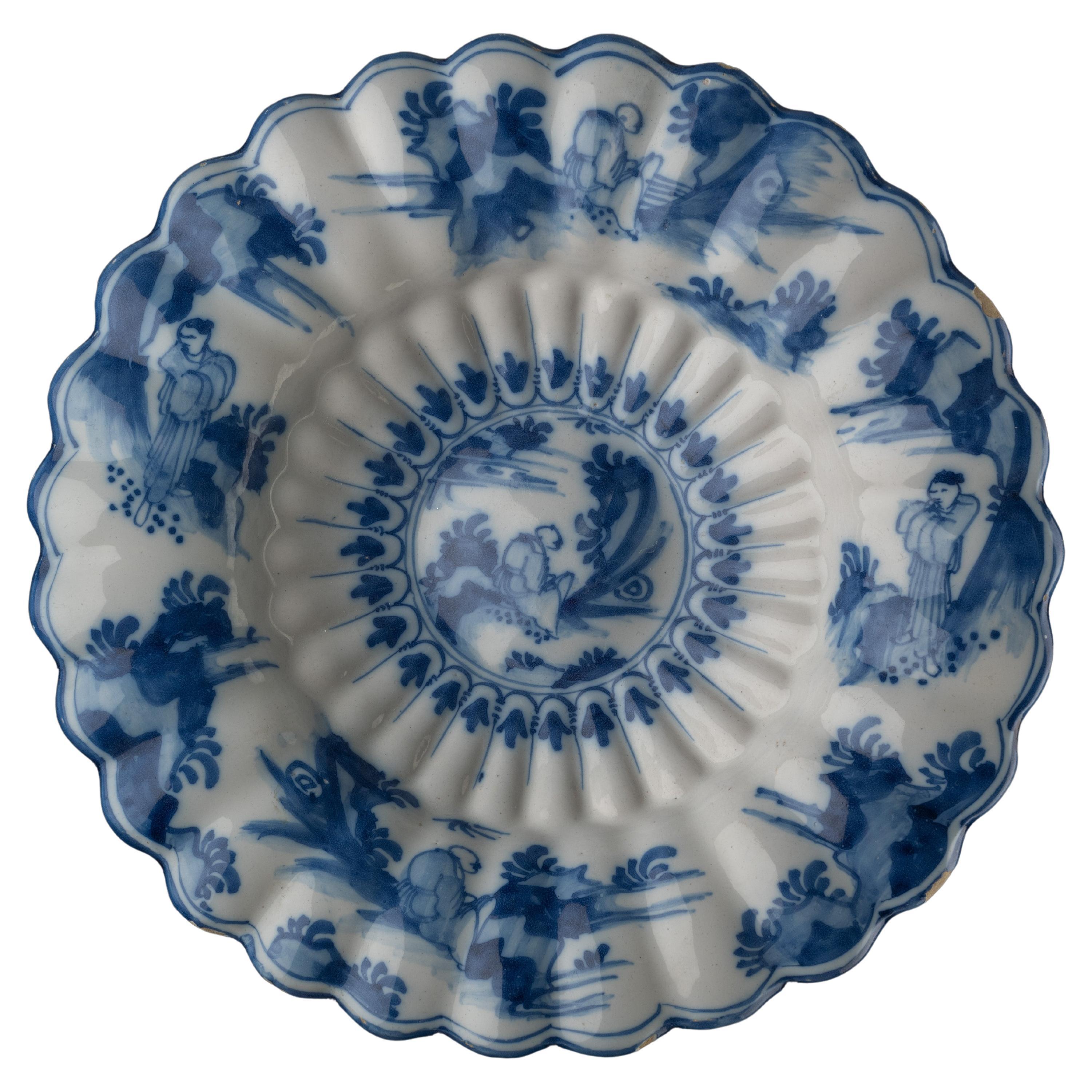 Blue and White Chinoiserie Lobed Dish, Delft, 1650-1680