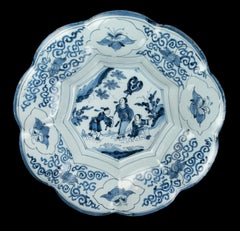 Blue and White Chinoiserie Lobed Dish, Delft, 1680-1700