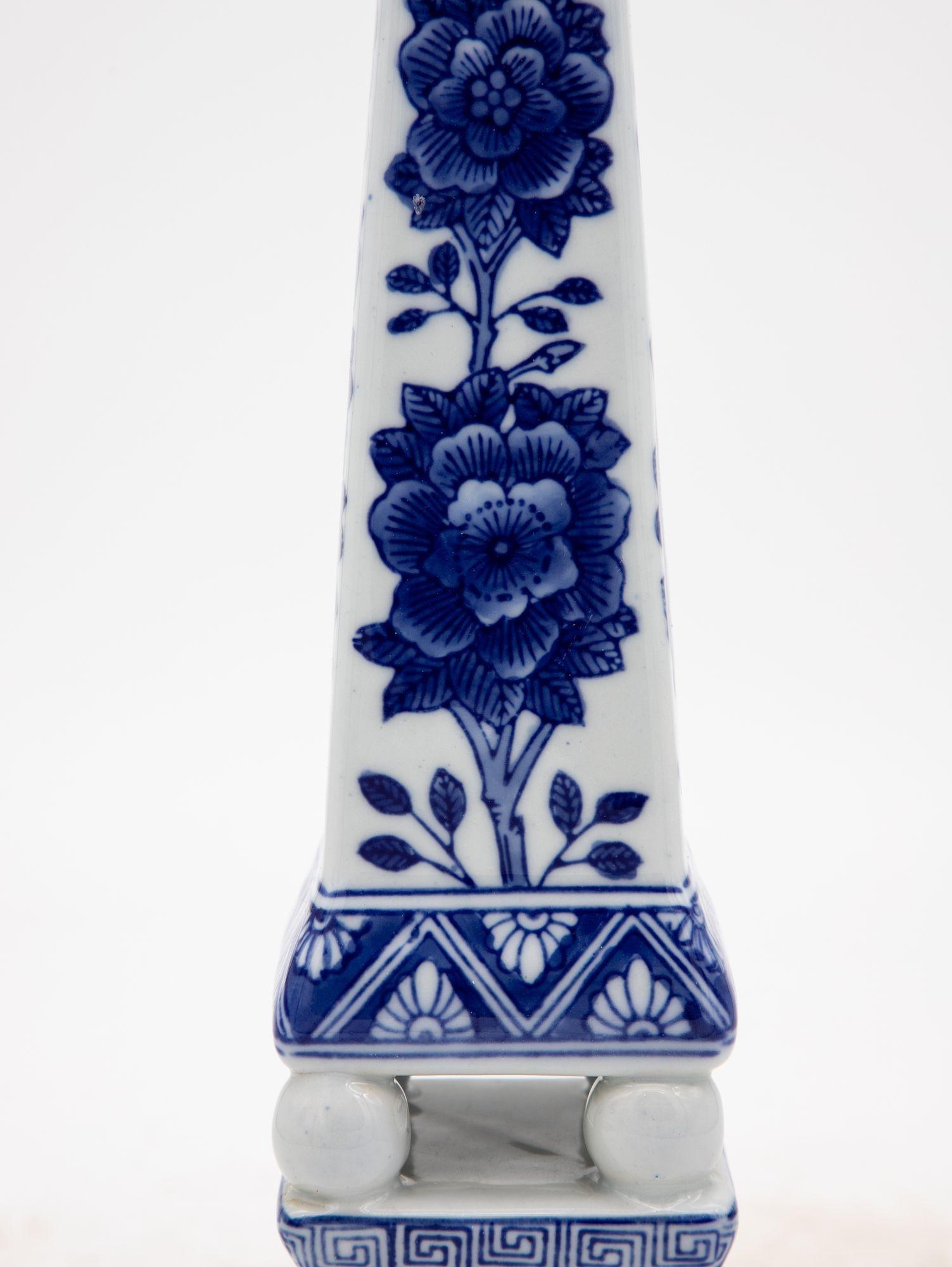 Ceramic Blue and White Chinoiserie Obelisk, 20th Century For Sale