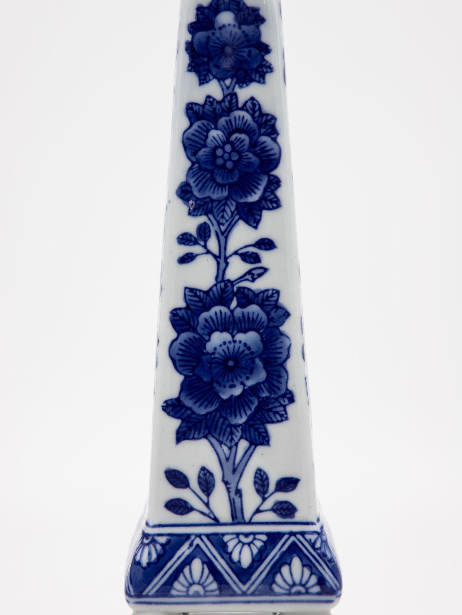 Blue and White Chinoiserie Obelisk, 20th Century For Sale 1