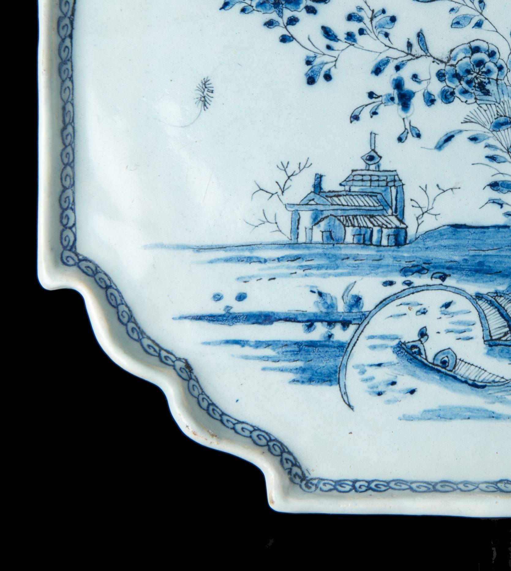 18th Century Dutch Delft Blue and White ceramic Chinoiserie Plaque 1740-1760 Delftware For Sale