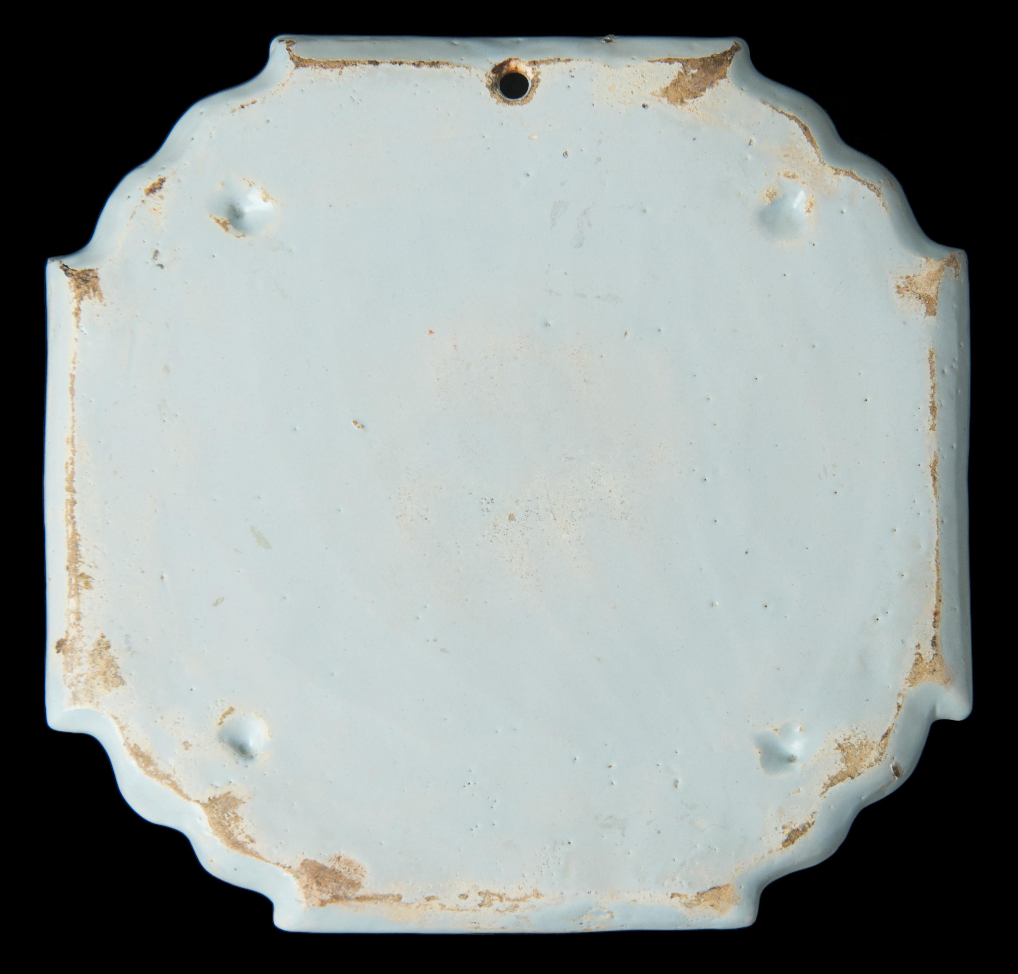 18th Century Blue and white chinoiserie plaque Delft, 1740-1760 For Sale