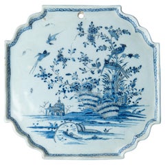 Blue and white chinoiserie plaque Delft, 1740-1760