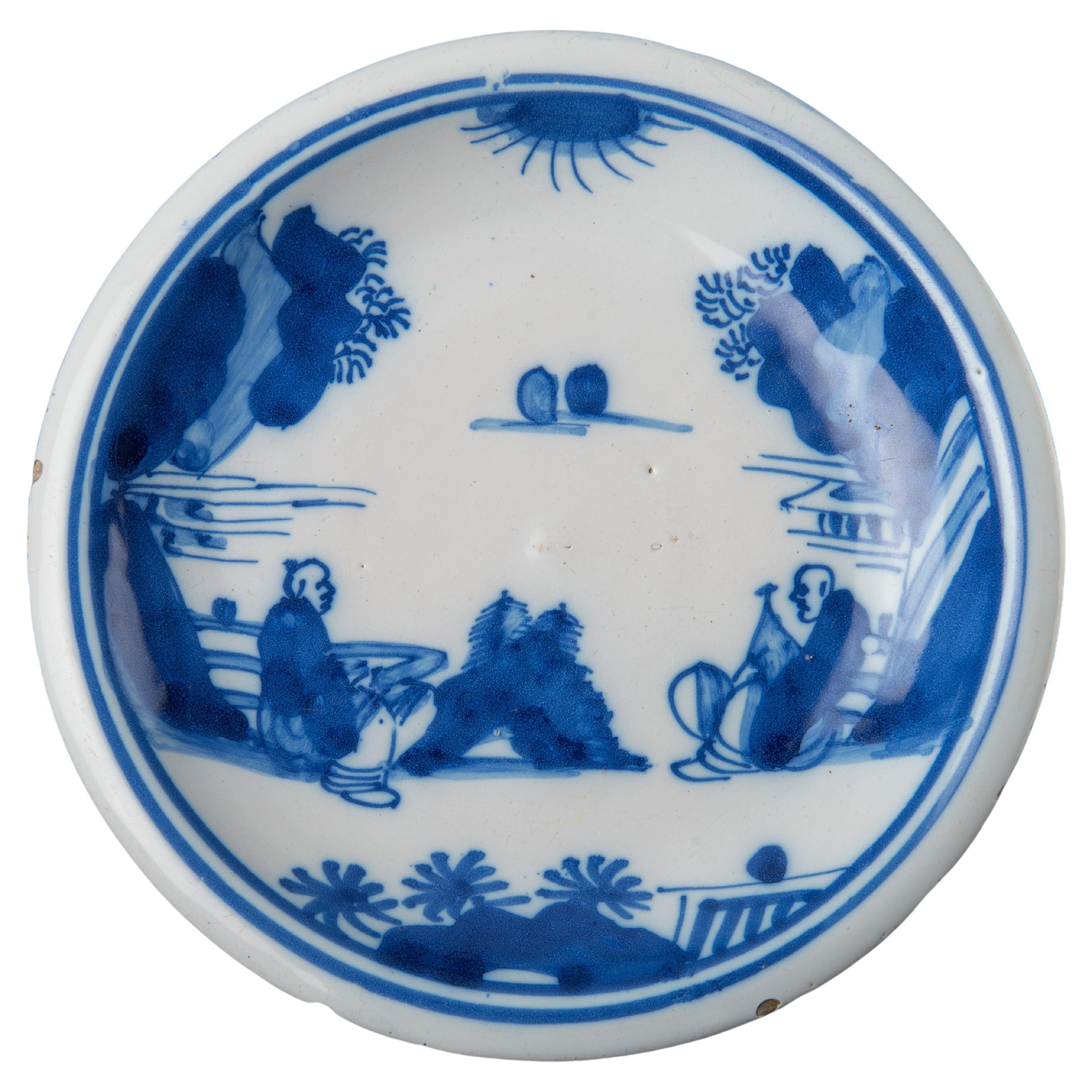 Blue and White Chinoiserie Plate, Delft, 1650-1670