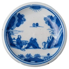 Antique Blue and White Chinoiserie Plate, Delft, 1650-1670