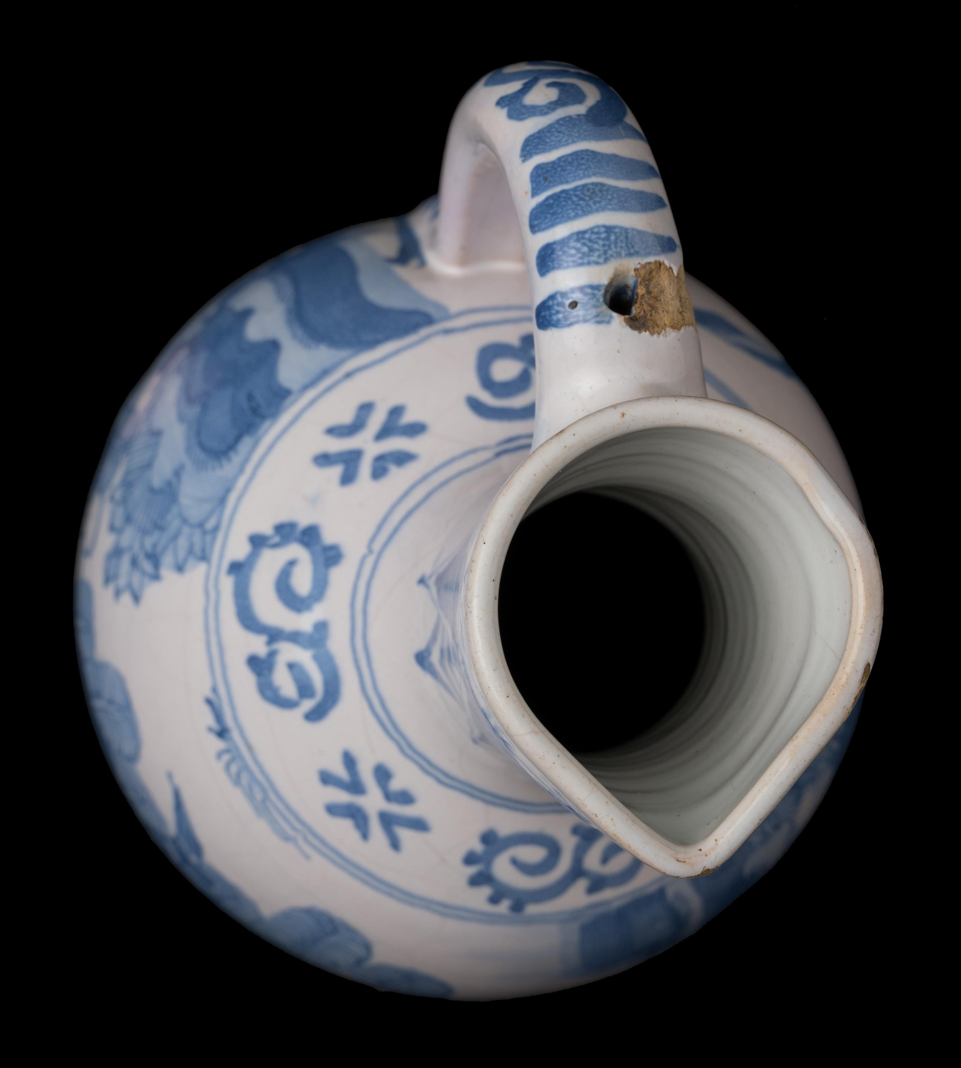 Blue and White Chinoiserie Wine Jug Delft, 1650-1670 3