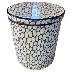 Vintage Blue and White Cobblestone Lidded Jar