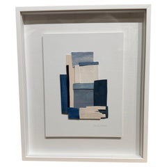 Blue And White Collage Of Painted Thin Slices Of Wood, Contemporary, France