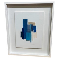 Blue And White Collage Of Painted Thin Slices Of Wood, Contemporary, France