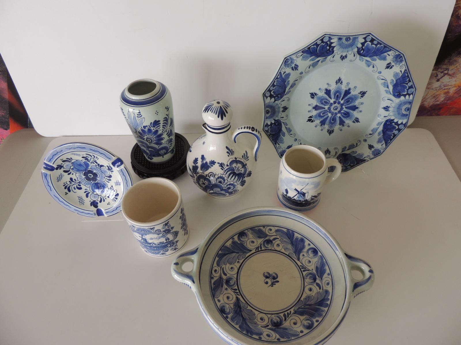 Blue and White Collection of Delftware Pottery Set of '7' 2