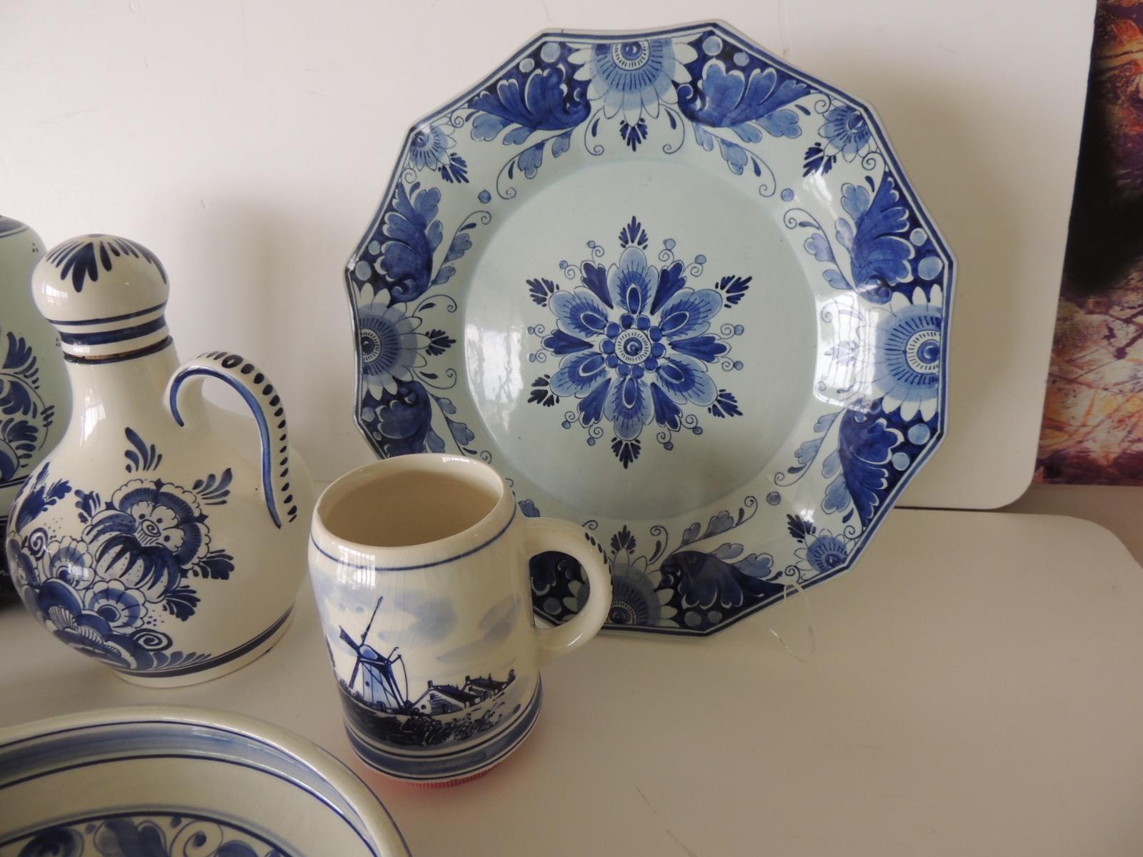 Beaux Arts Blue and White Collection of Delftware Pottery Set of '7'