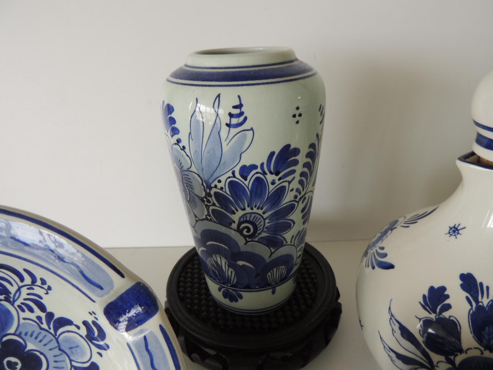 Late 20th Century Blue and White Collection of Delftware Pottery Set of '7'