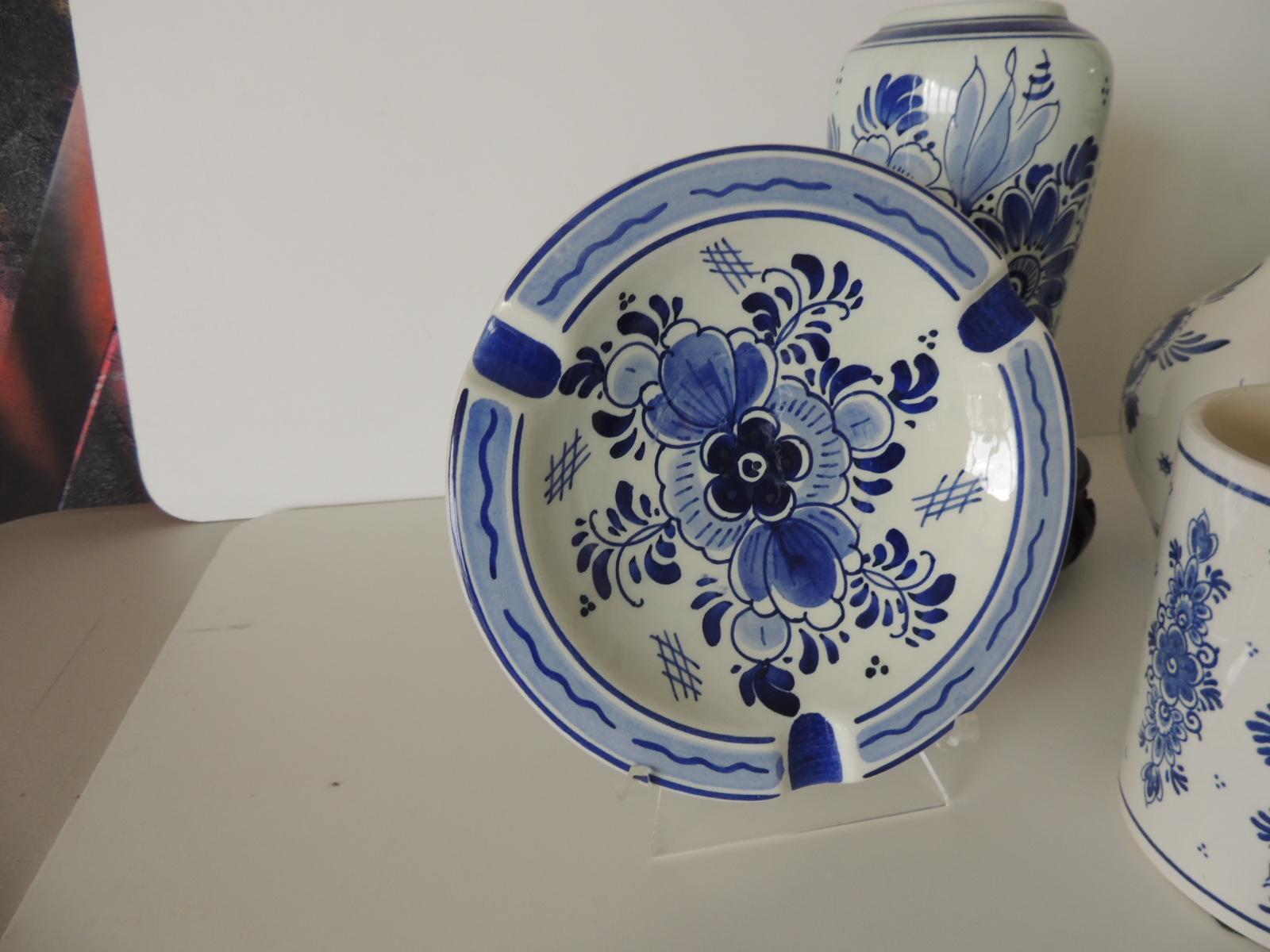 Earthenware Blue and White Collection of Delftware Pottery Set of '7'