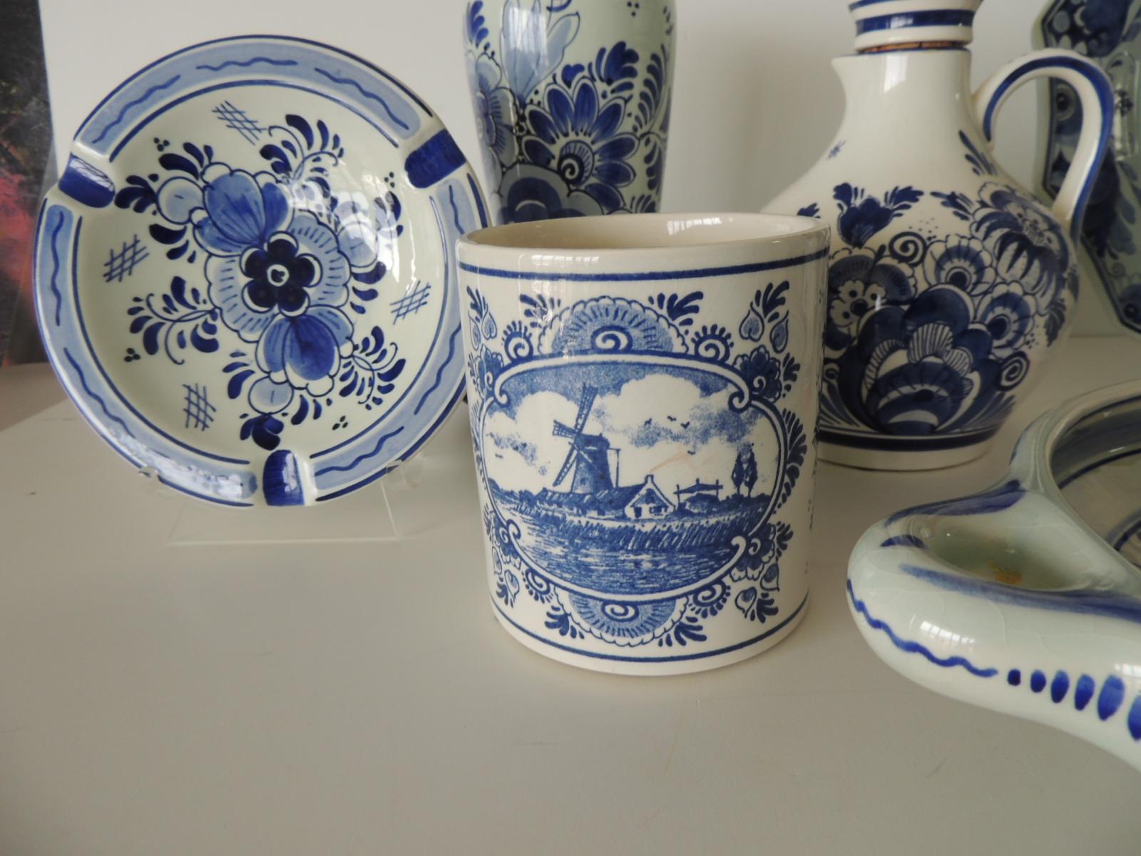 Blue and White Collection of Delftware Pottery Set of '7' 1