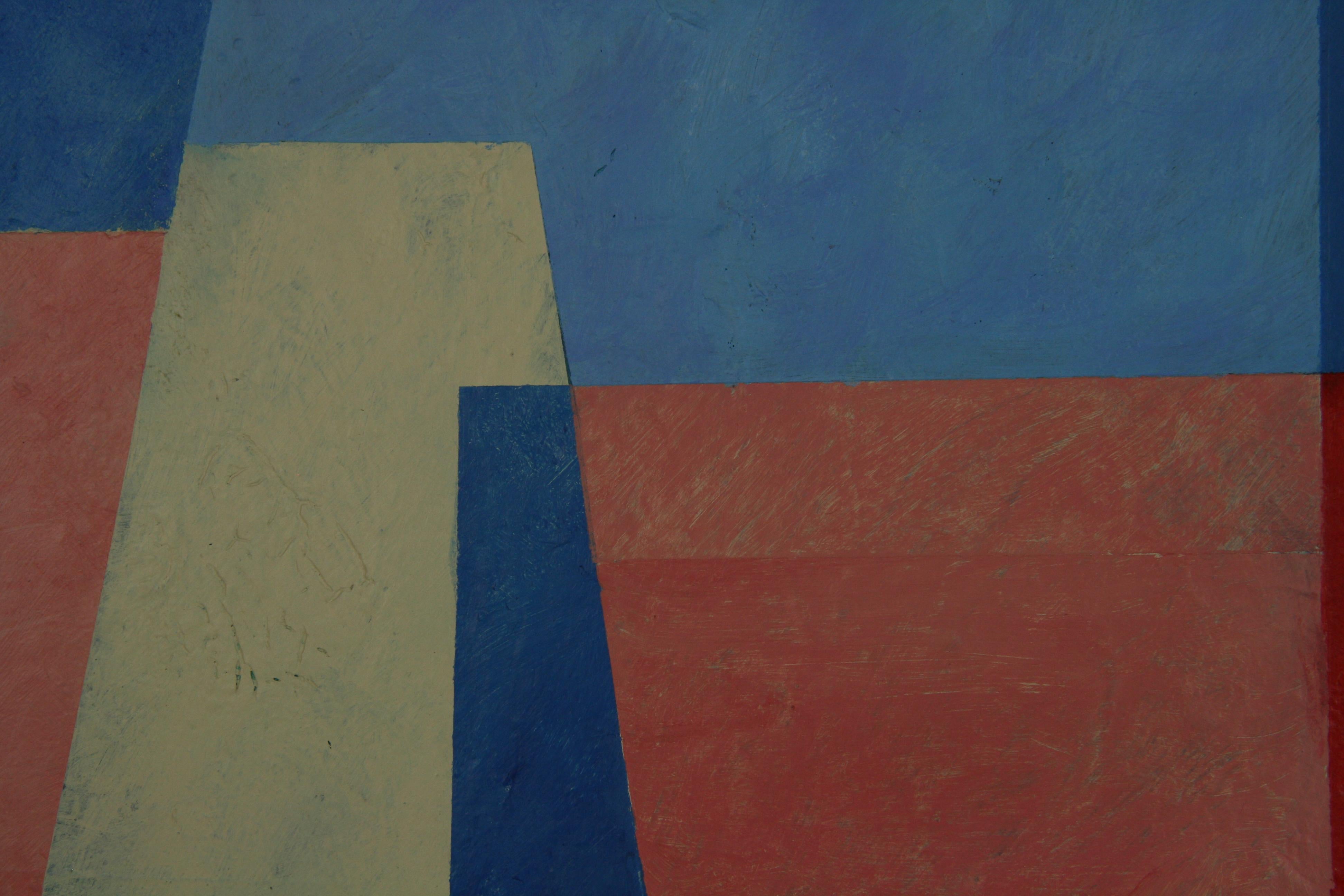Abstrait cubique bleu et blanc de A. Delson en vente 2