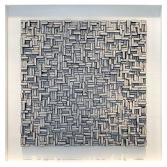 Blue And White Cut Pieces Of Vintage Books Wall Sculpture, Belgium, Contemporary
