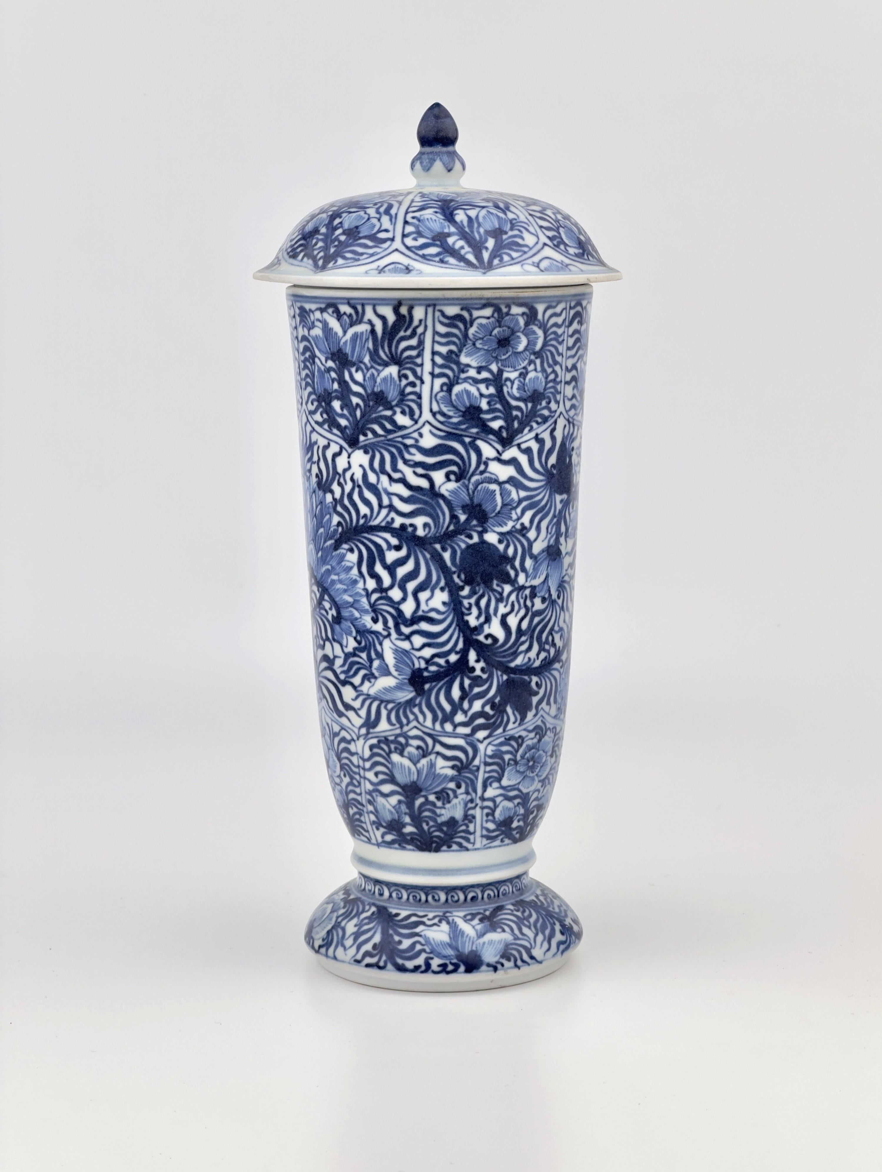 Similar Beaker of this size and with cover is in the Helena Woolworth McCann Collection in the Metropolitan Museum of Art, and is illustrated by C. Le Corbeiller, China Trade Porcelain: Patterns of Exchange, New York, 1974, p. 27, no. 9, where the