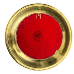 Blue and White Delf Blauw Plate with Brass back and Nautical Motif of Seascape