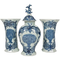 Blue and White Delft 3 Piece Mantle Garniture Similar Philadelphia Museum of Art