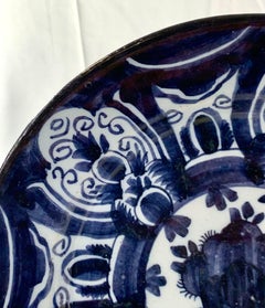 Blue and White Antique Delft Charger Plate 18th Century Netherlands Circa 1770