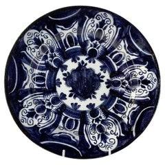 Plato Cargador Delft Antiguo Azul y Blanco Siglo XVIII Países Bajos Circa 1770