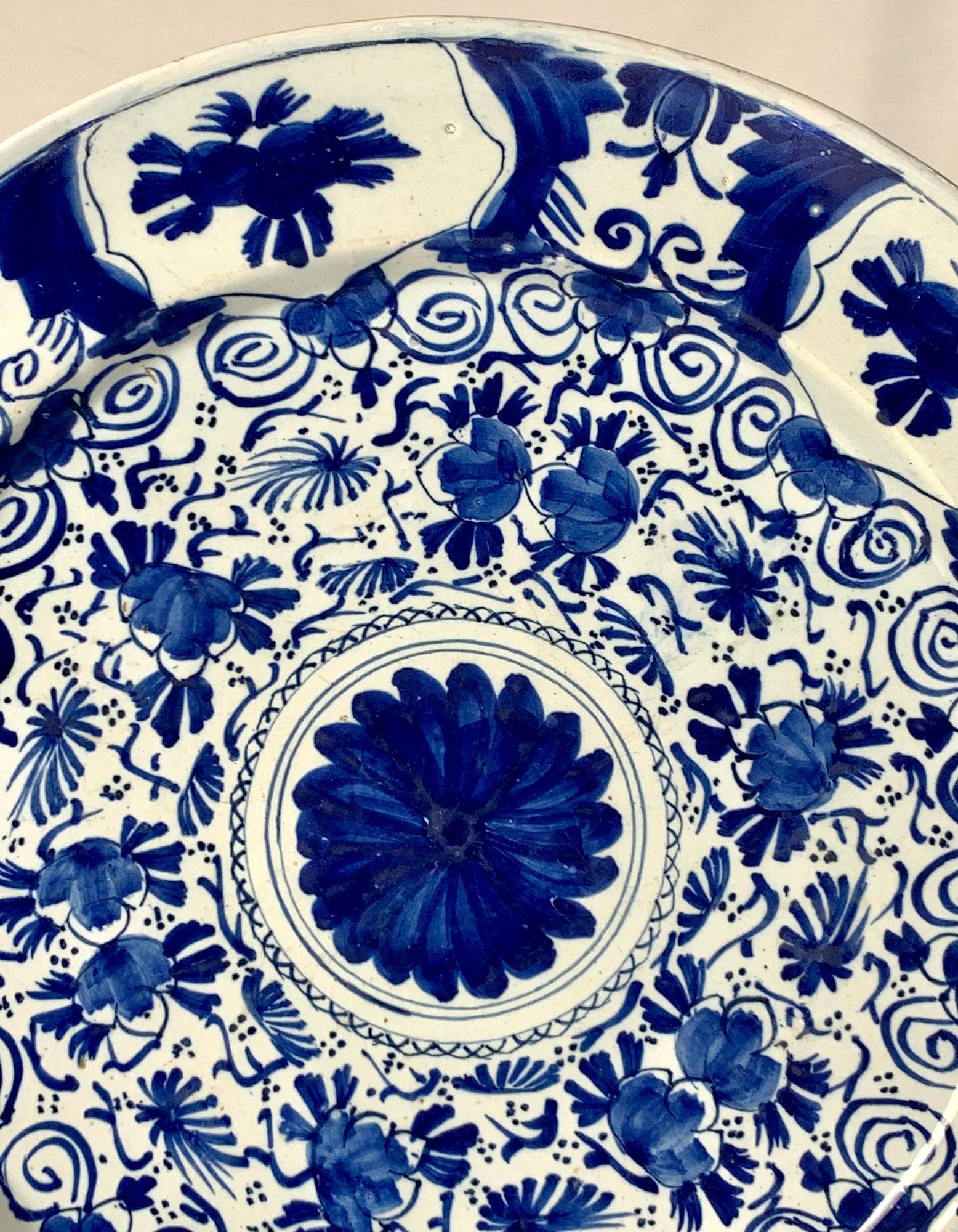 Dutch Blue and White Delft Charger Antique Made Netherlands Circa 1770