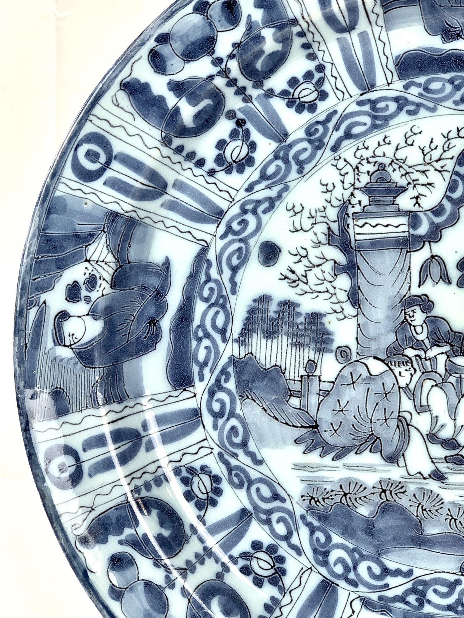 Blue and White Delft Charger Chinoiserie Decoration Netherlands Circa 1690 2