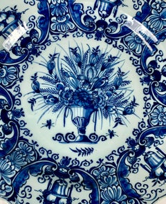 Blue and White Delft Charger Hand Painted 18th Century Circa 1770