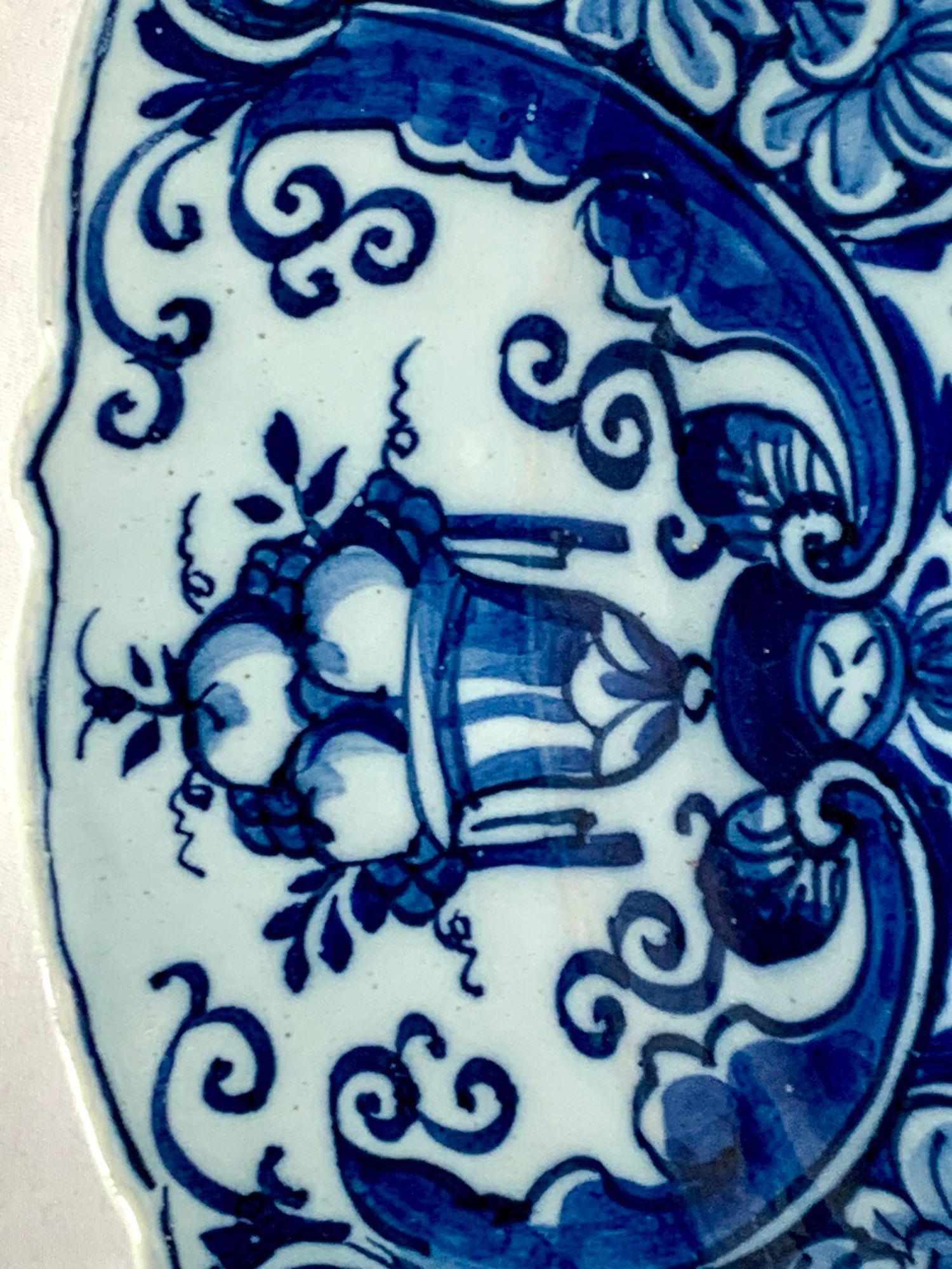 Hand-Painted Blue and White Delft Charger Hand Painted 18th Century Circa 1770 For Sale