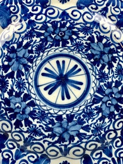 Blue and White Delft Charger Hand Painted 18th Century Netherlands, circa 1780