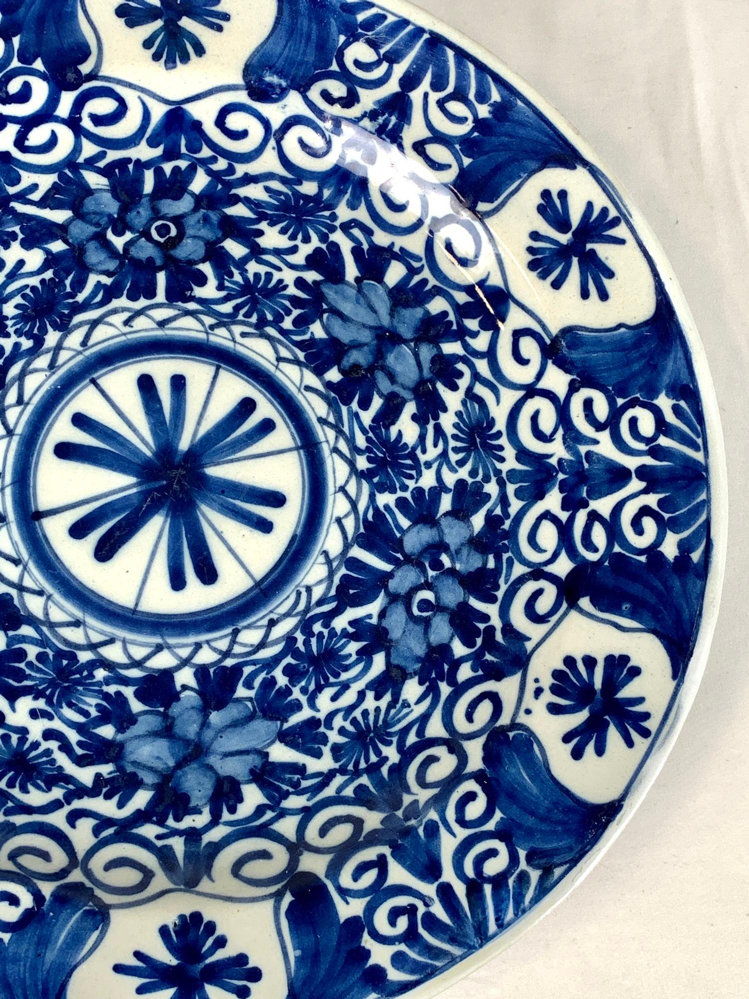 Dutch Blue and White Delft Charger Hand Painted 18th Century Netherlands, circa 1780 For Sale