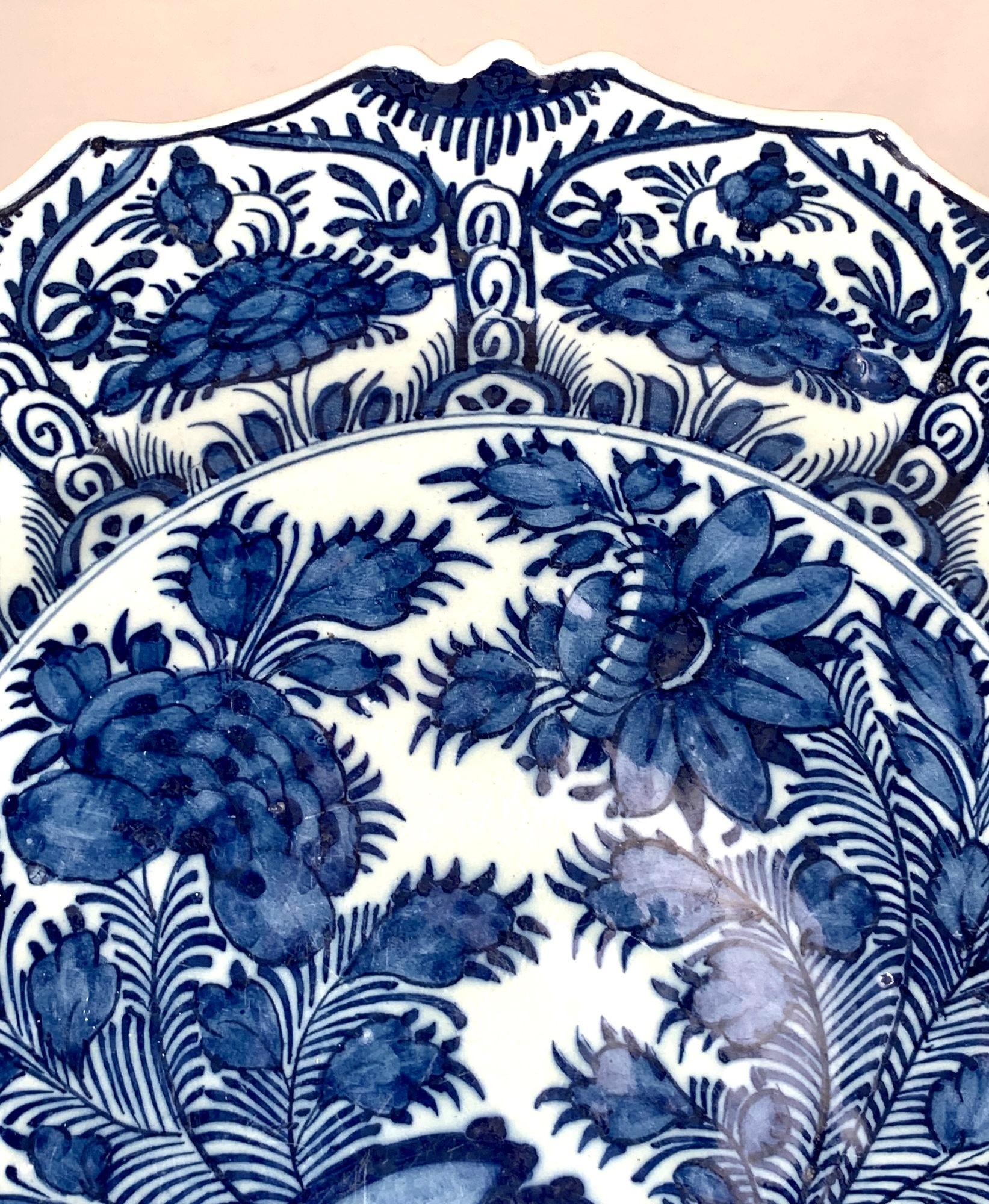 Hand-Painted Blue and White Delft Charger Hand Painted at The Axe Holland Circa 1770 For Sale