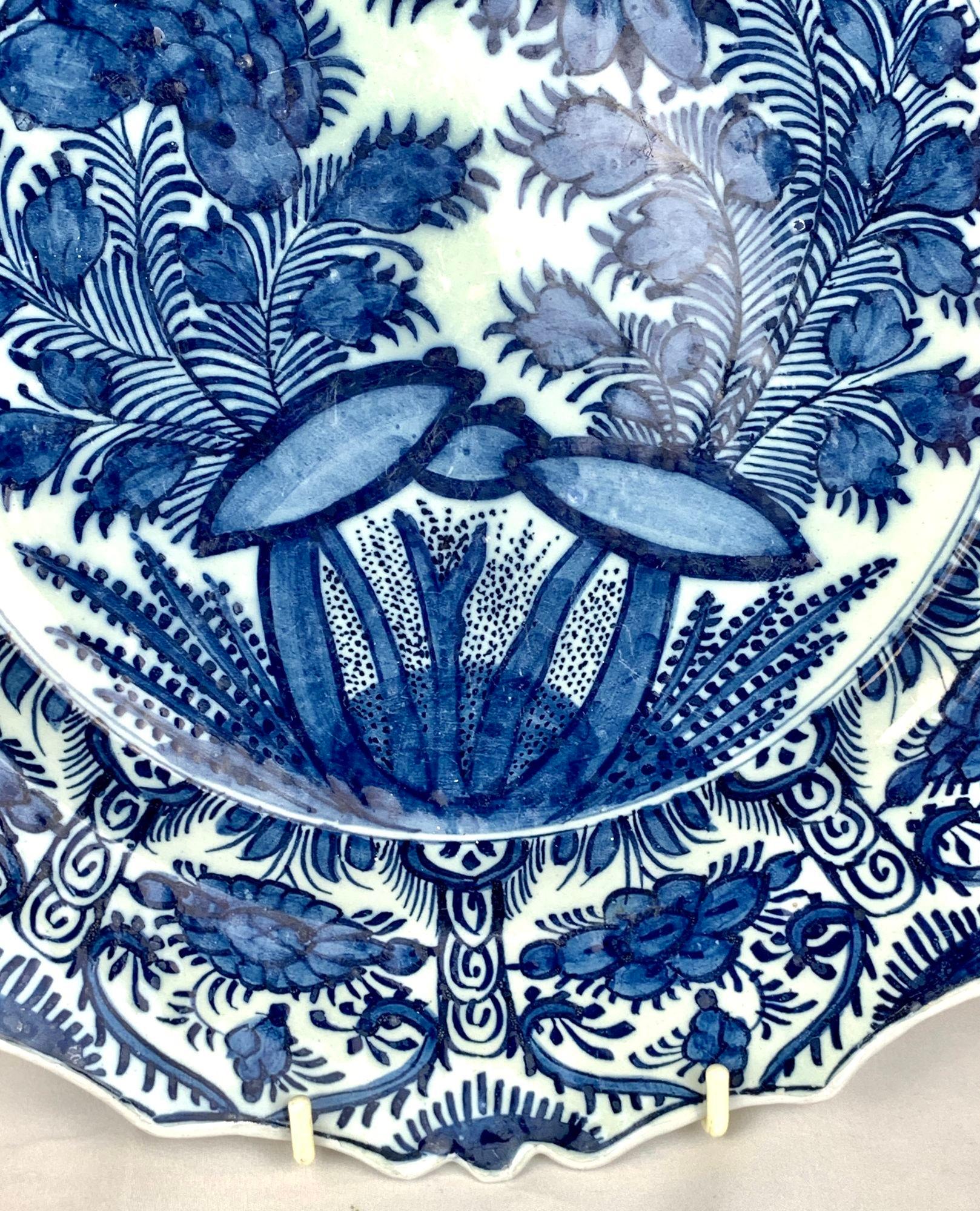 Late 18th Century Blue and White Delft Charger Hand Painted at The Axe Holland Circa 1770 For Sale