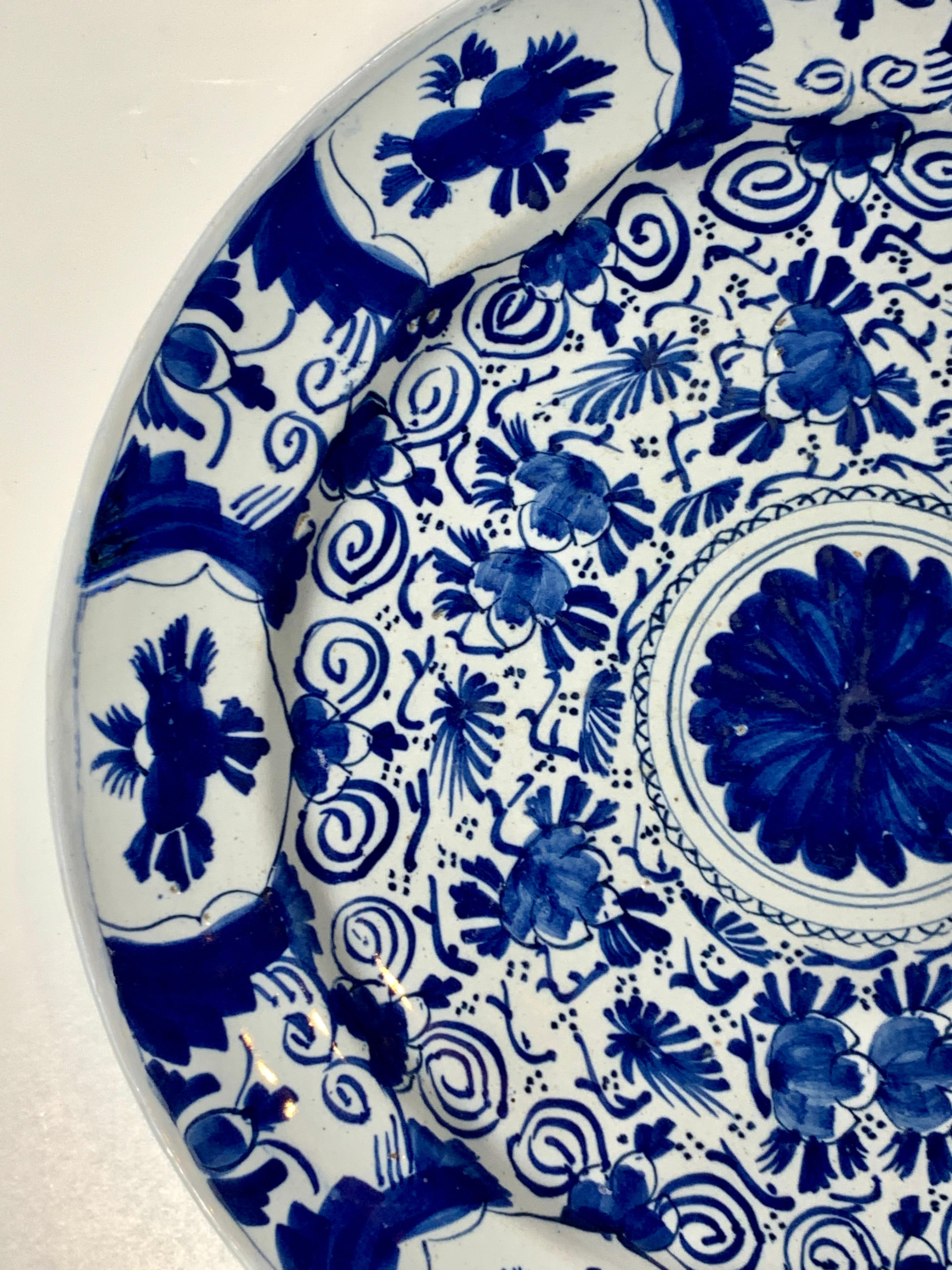 Blue and White Delft Charger Hand-Painted in Netherlands 18th Century Circa 1780 1