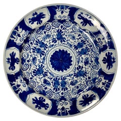 Blue and White Delft Charger Hand-Painted in Netherlands 18th Century Circa 1780