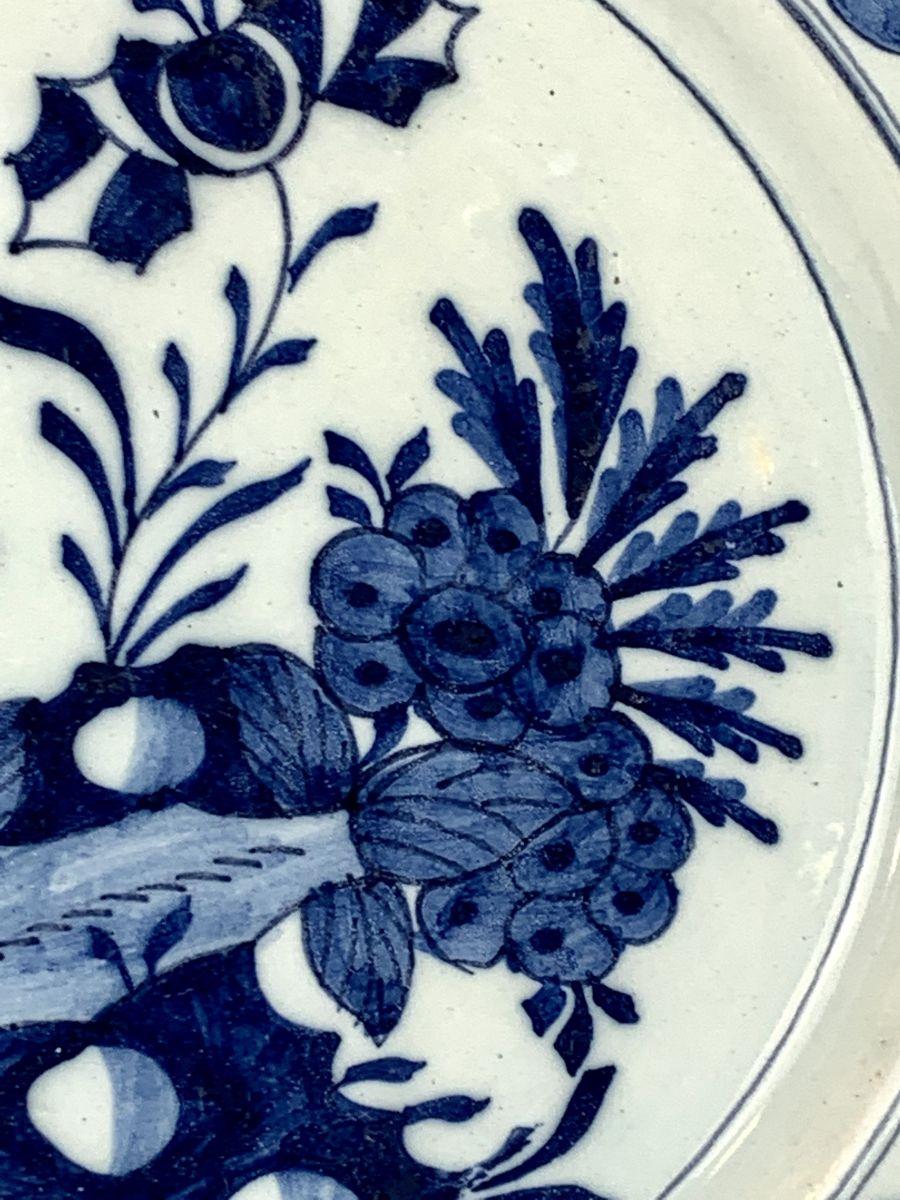 Blue and White Delft Charger Hand Painted Mid-18th Century, Circa 1765 For Sale 2