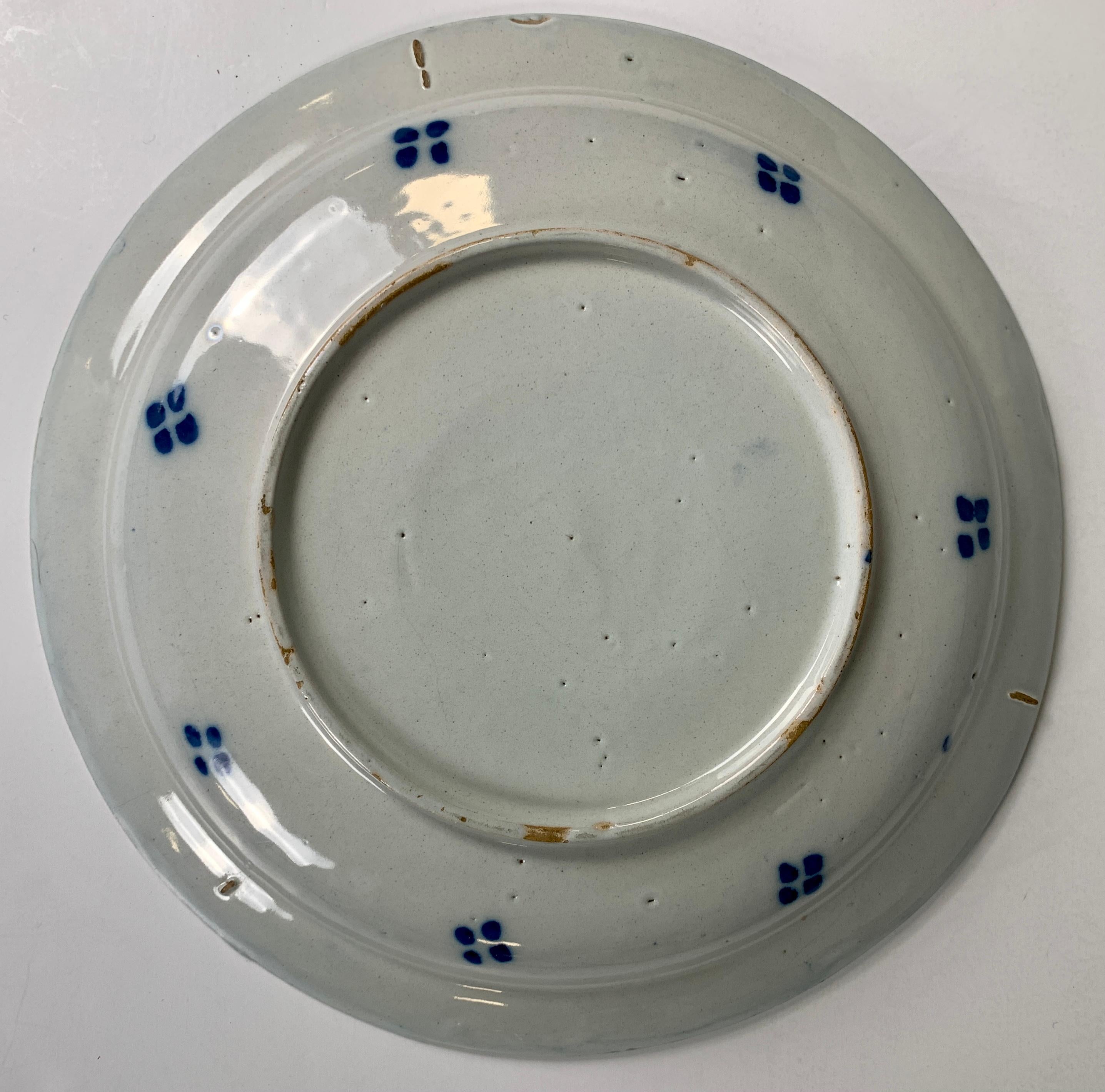 Blue and White Delft Charger Hand-Painted, Netherlands, 18th Century, Circa 1760 For Sale 2