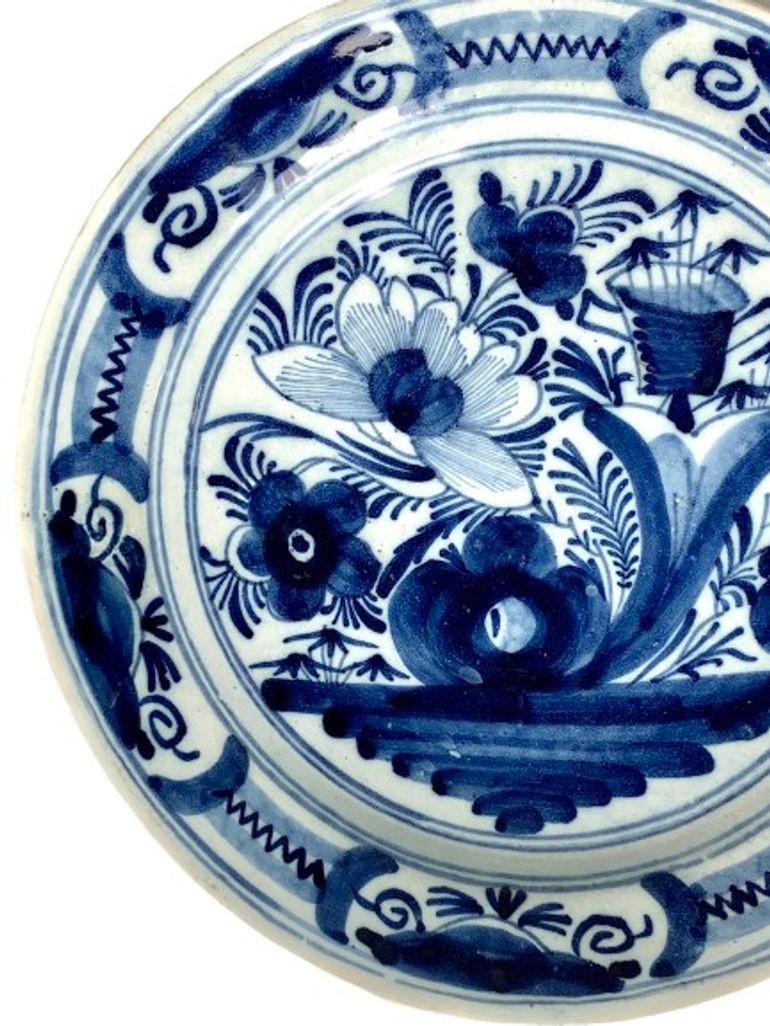 Dutch Blue and White Delft Charger Hand Painted Netherlands Circa 1800