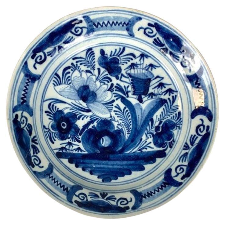 Blue and White Delft Charger Hand Painted Netherlands Circa 1800