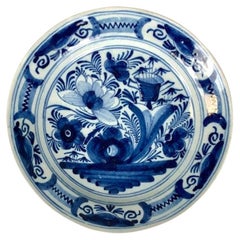 Blue and White Delft Charger Hand Painted Netherlands Circa 1800