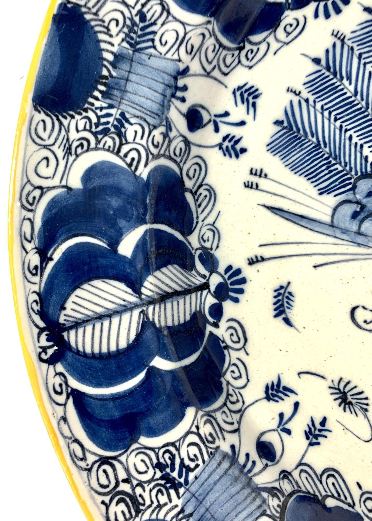 Hand-Painted Blue and White Delft Charger Made by The Claw in the Netherlands circa 1780