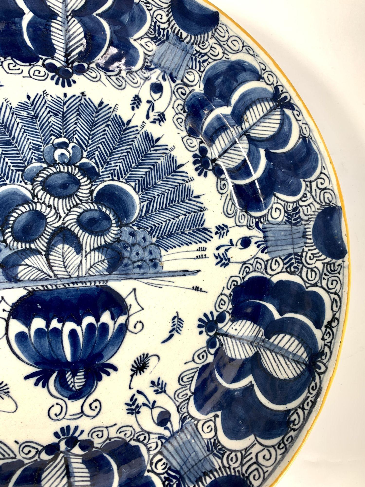 Blue and White Delft Charger Made by The Claw in the Netherlands circa 1780 1