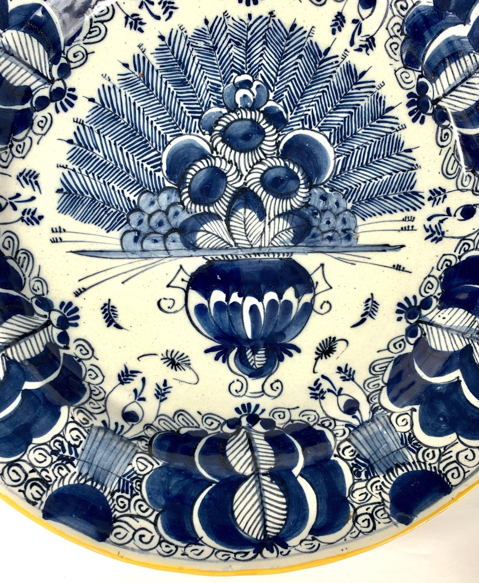 Blue and White Delft Charger Made by The Claw in the Netherlands circa 1780 2