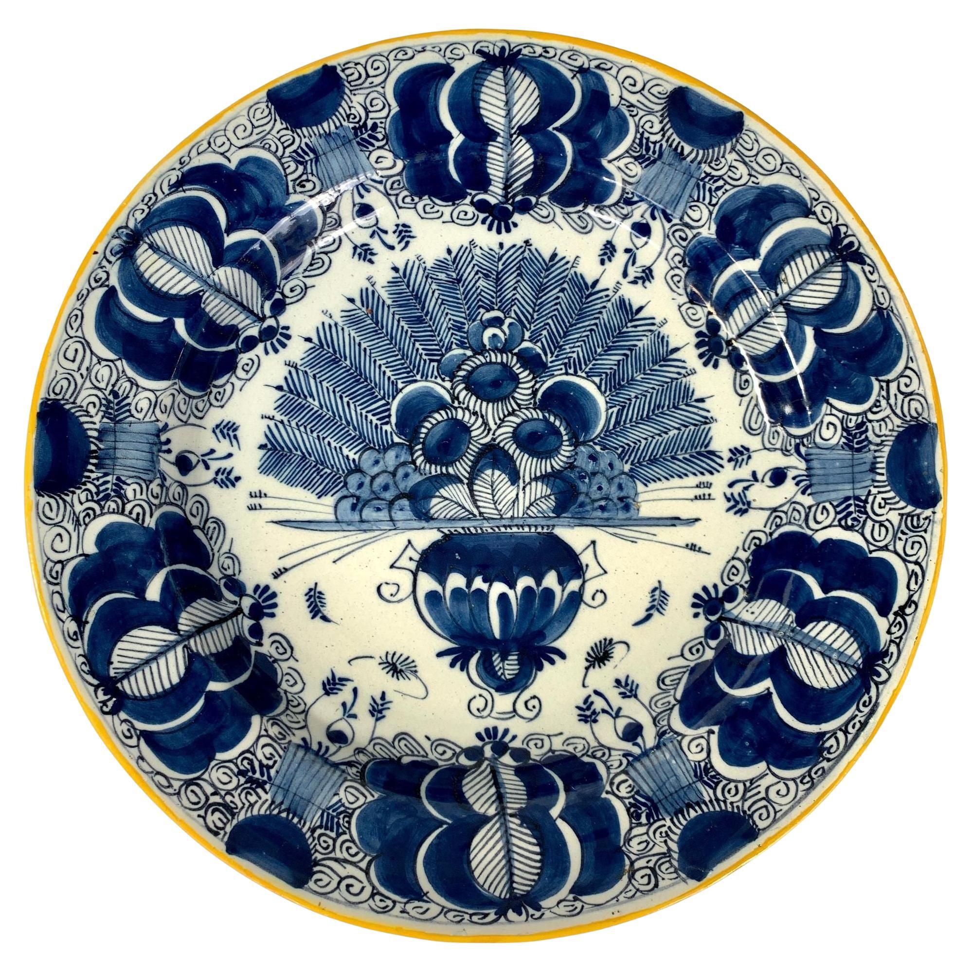 Blue and White Delft Charger Made by The Claw in the Netherlands circa 1780