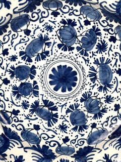 Delfter Platzteller in Blau und Weiß, hergestellt in den Niederlanden, um 1770